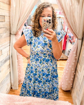 Painted Petals Flutter Sleeve Midi Dress - The Southern Loft