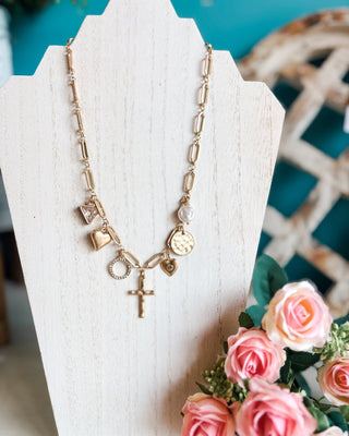 Paperclip Chain Cross Charm Necklace - The Southern Loft