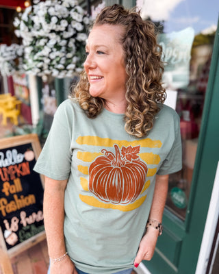 Pick of the Patch Striped Pumpkin Graphic Tee - The Southern Loft