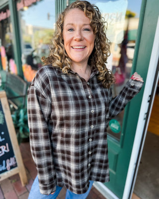 Plaid About Fall Collared Button Down Top - The Southern Loft