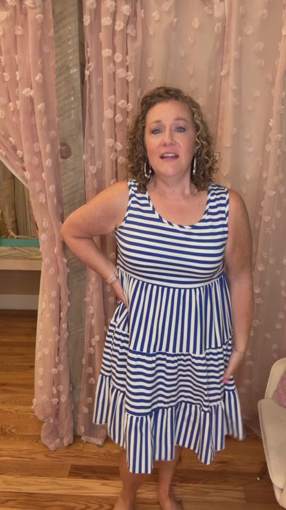 Lively Laughs Sleeveless Striped Mini Dress