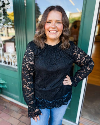 Rachel Floral Lace Long Sleeve Top - The Southern Loft
