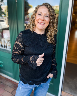 Rachel Floral Lace Long Sleeve Top - The Southern Loft