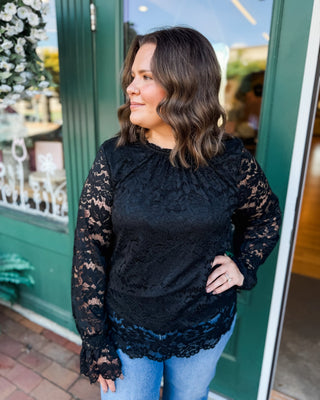 Rachel Floral Lace Long Sleeve Top - The Southern Loft