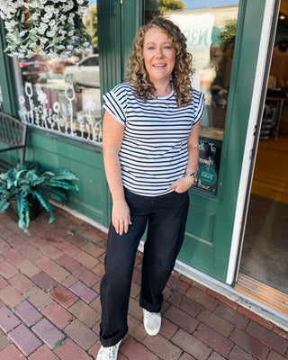 Risen Crop Barrel Cuffed Jeans - The Southern Loft