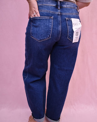 RISEN High Rise Barrel Jeans with Rolled Hem - The Southern Loft