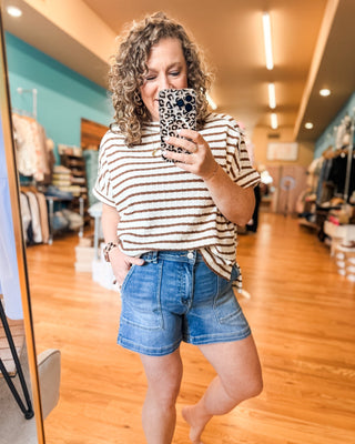 Risen Patched Front Pocket Denim Shorts - The Southern Loft