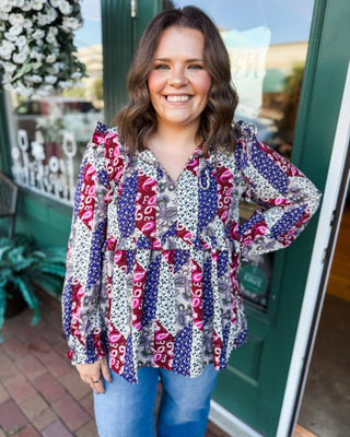 Small Town Social Mixed Paisley Print Top - The Southern Loft