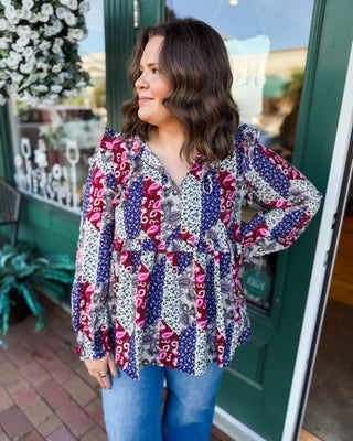 Small Town Social Mixed Paisley Print Top - The Southern Loft