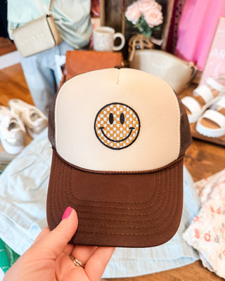 Smiley Check Foam Trucker Hat - The Southern Loft