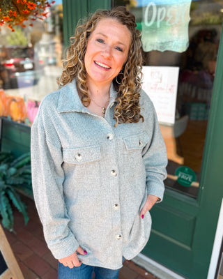 Softly Spoken Ribbed Knit Button Down Shacket - The Southern Loft