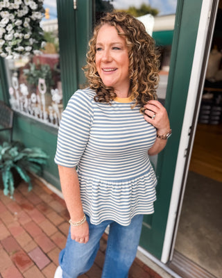 Softly Striped Ruffle Hem Knit Top - The Southern Loft