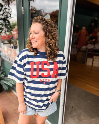 Striped USA Short Sleeve Top - The Southern Loft