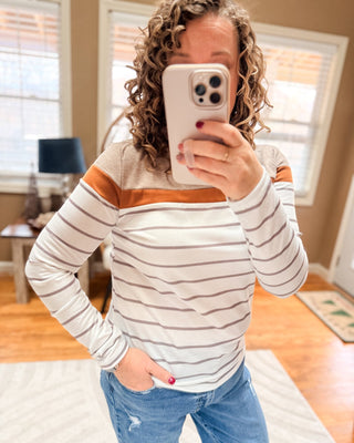 Sweet Charmer Striped Colorblock Top - The Southern Loft