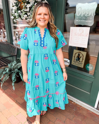 Sweet Meadow Floral Embroidered Tiered Midi Dress - The Southern Loft