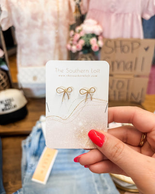 Textured Metal Bow Stud Earrings - The Southern Loft
