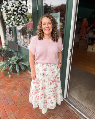 The Julie Crochet Eyelet Floral Midi Skirt - The Southern Loft