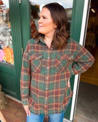 The Laidback Plaid Frayed Hem Shirt - The Southern Loft