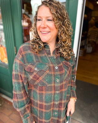 The Laidback Plaid Frayed Hem Shirt - The Southern Loft