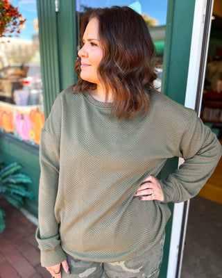 The Simple Things Textured Drop Shoulder Pullover - The Southern Loft