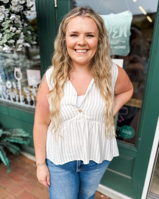 Timeless Sweet Summer Stripes Sleeveless Peplum Top - The Southern Loft