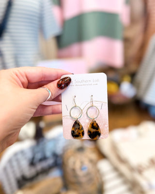 Tortoise Acetate Teardrop Earrings - The Southern Loft