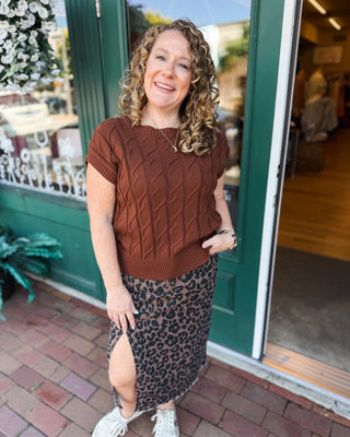 Trailside Bliss Cable Knit Short Sleeve Sweater Top - The Southern Loft