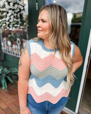 Wavy Days Multi Color Sweater Knit Tank - The Southern Loft