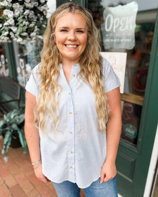 Weekend Favorite Casual Striped Button Down Top - The Southern Loft