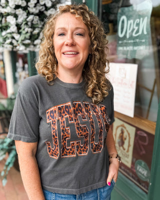 Wild for Jesus Leopard Graphic Crop Tee - The Southern Loft