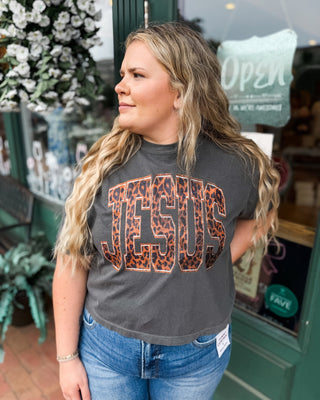 Wild for Jesus Leopard Graphic Crop Tee - The Southern Loft