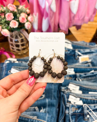 Wooden Beaded Teardrop Earrings - The Southern Loft