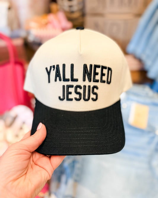 Y'all Need Jesus Canvas Snapback Hat - The Southern Loft