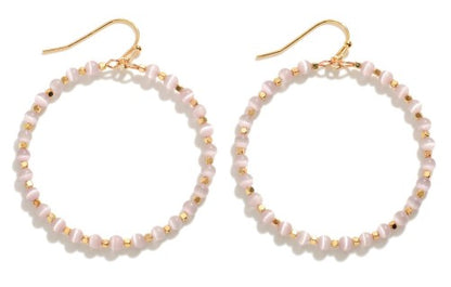 Beaded Hoop Drop Earrings