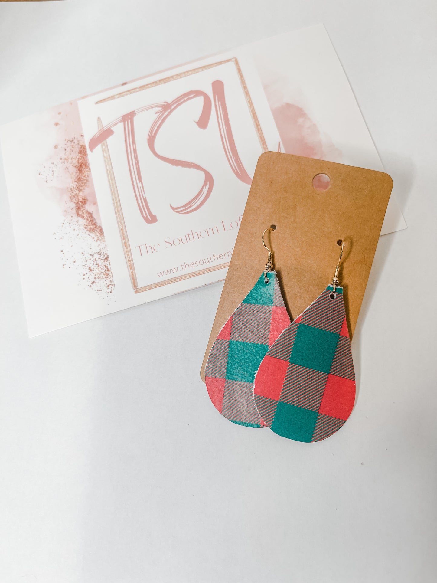 Christmas Plaid Teardrop Earrings