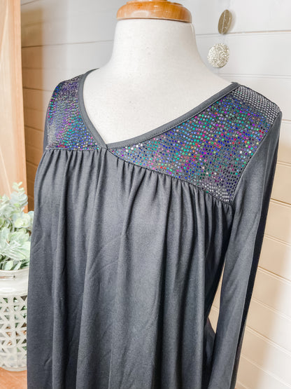 Sparkling Shoulders Long Sleeve Top