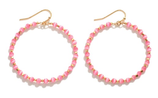 Beaded Hoop Drop Earrings