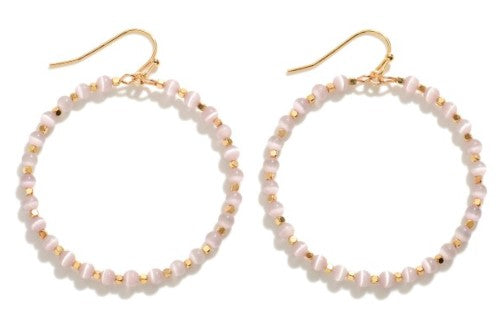 Beaded Hoop Drop Earrings