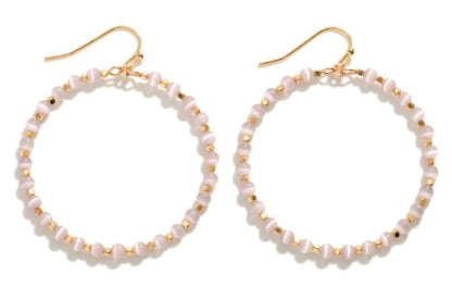 Beaded Hoop Drop Earrings